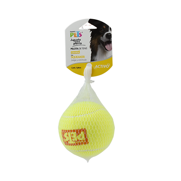 JUGUETE PELOTA GRANDE DE TENIS CON SQUEAKER