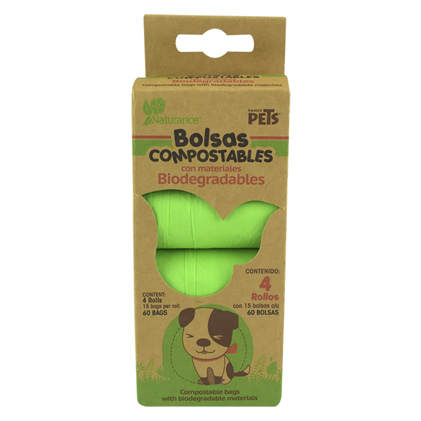 BOLSAS SANITARIAS BIODEGRADABLES 4 ROLLOS 60 BOLSAS