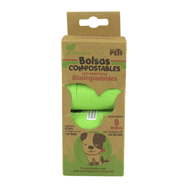 BOLSAS SANITARIAS BIODEGRADABLES 8 ROLLOS 120 BOLSAS