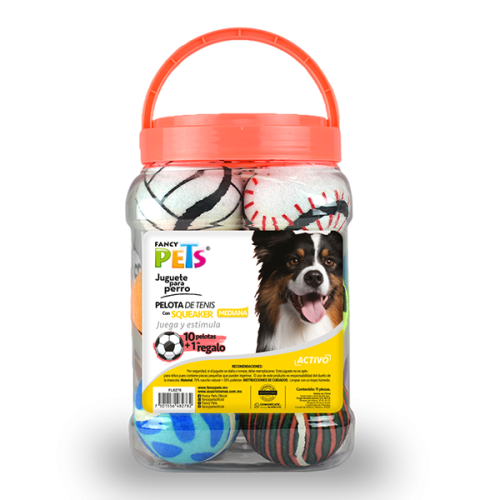 JUGUETE PELOTAS DE TENIS CON SQUEAKER VITROLERO 11 PZAS