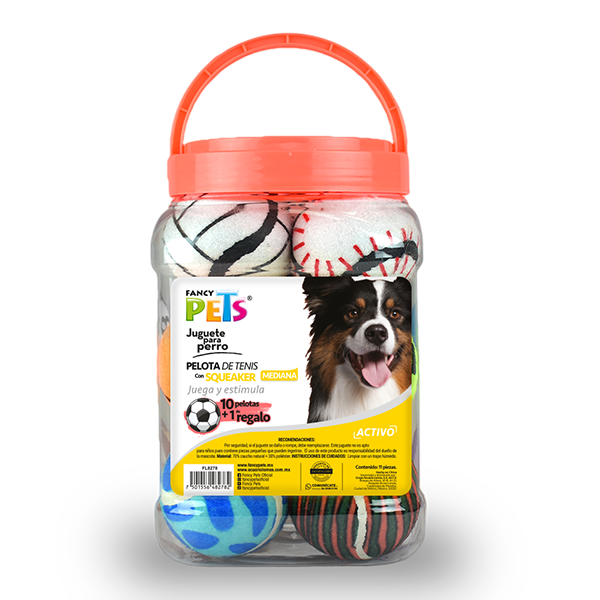 JUGUETE PELOTAS DE TENIS CON SQUEAKER VITROLERO 11 PZAS