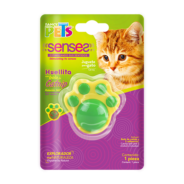 JUGUETE HUELLA CON BOLA DE CATNIP PARA GATO PLAY