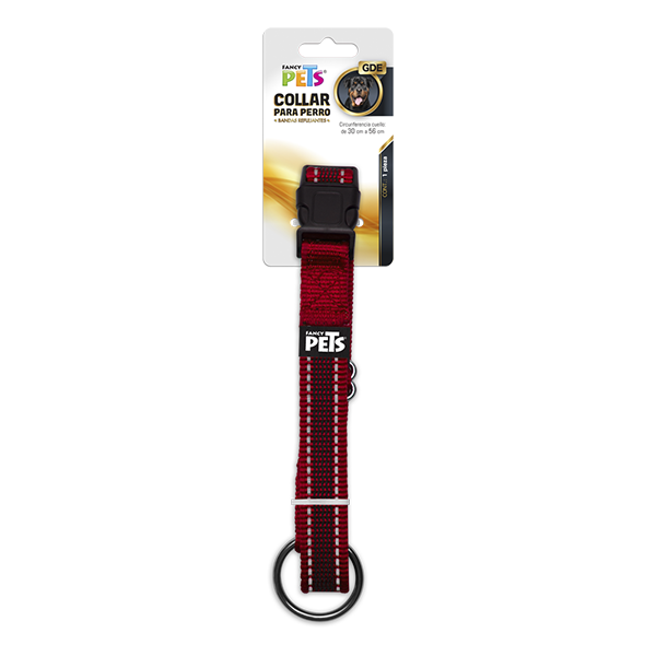 COLLAR GRANDE CON ULTRA GRIP Y BANDAS REFLEJANTES ROJO