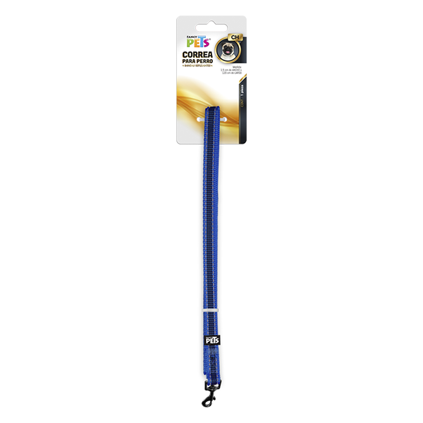CORREA CHICA CON ULTRA GRIP Y BANDAS REFLEJANTES AZUL