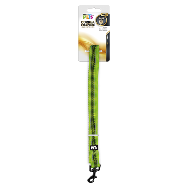 CORREA MEDIANA CON ULTRA GRIP Y BANDAS REFLEJANTES VERDE