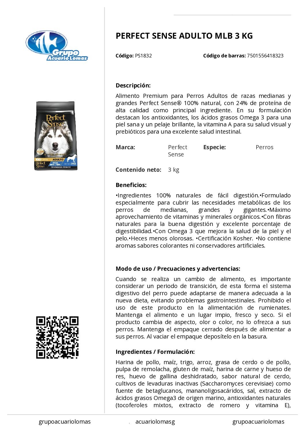 PERFECT_SENSE_ADULTO_MLB_3_KG PERFECT SENSE ADULTO RAZAS MEDIANAS | GRANDES | GIGANTES