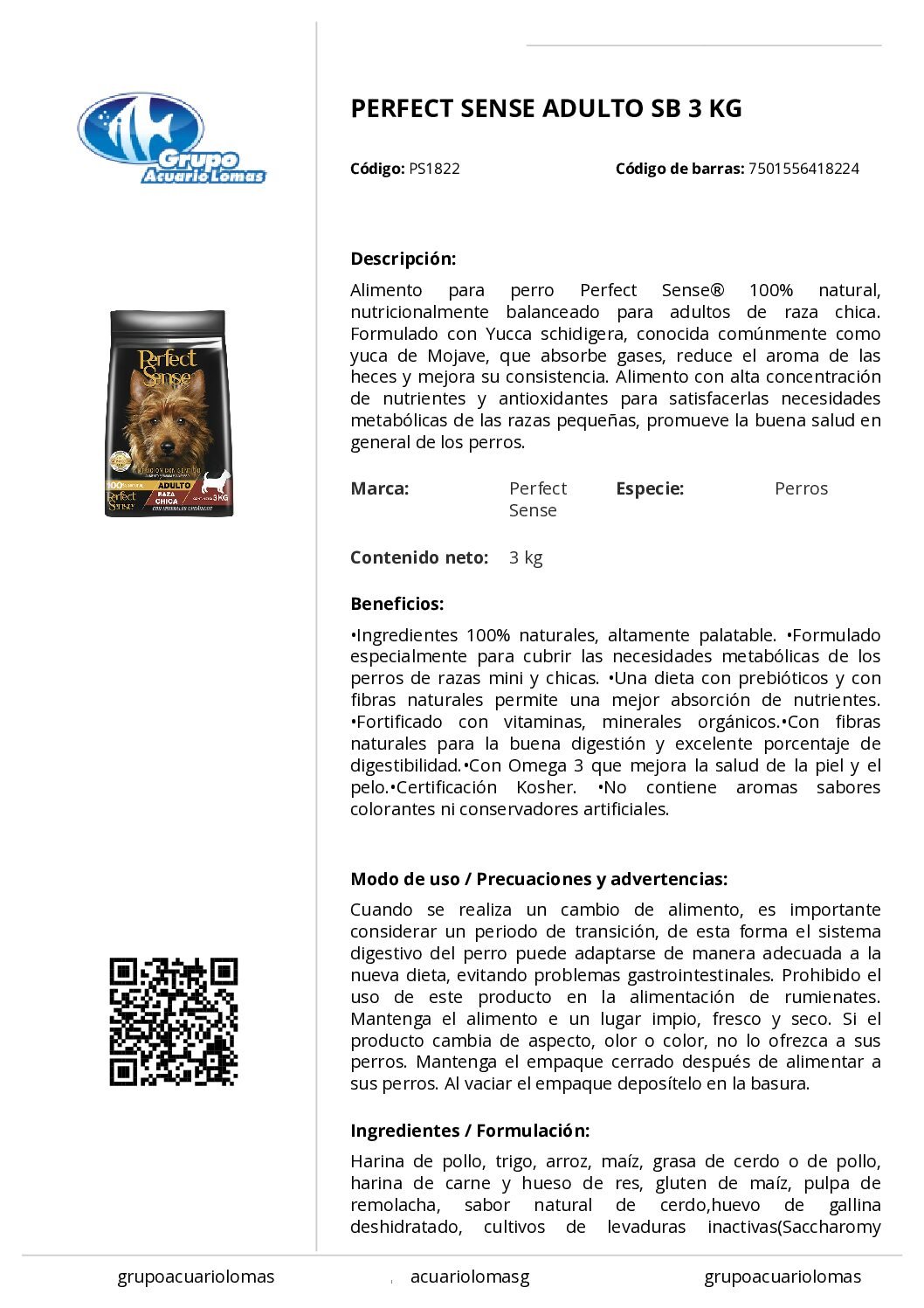 PERFECT_SENSE_ADULTO_SB_3_KG PERFECT SENSE ADULTO SB 3KG y 8KG