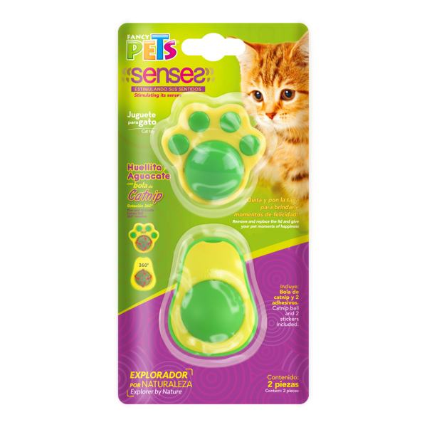 JUGUETES C/BOLA DE CATNIP P/GATO 2 PZAS