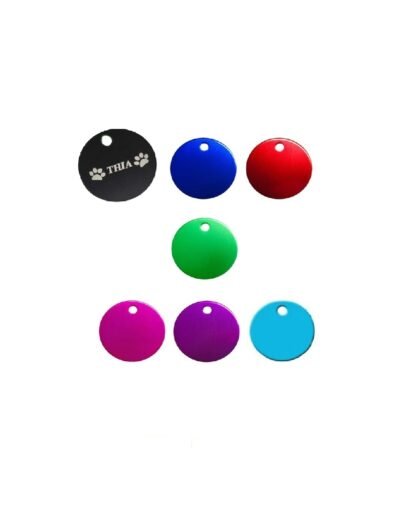 Placa Grabable Círculo Mediano para Identificación Perros-Gatos | Varios Colores