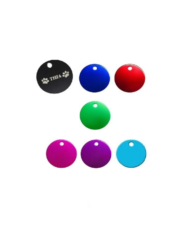 Placa Grabable Círculo Mediano para Identificación Perros-Gatos | Varios Colores