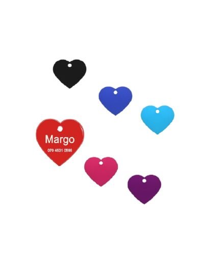 Placa Grabable Corazón Chico para Identificación Perros y Gatos | Varios Colores