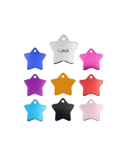 Placa Grabable Estrella Chico para Identificación Perros y Gatos | Varios Colores