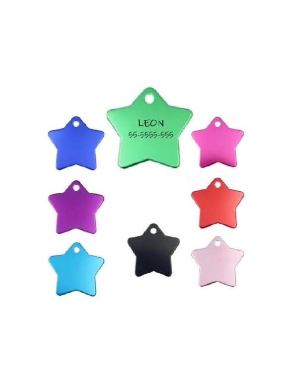 ESTRELLAS MEDIANO 3 Placa Grabable Estrella Mediano para Identificación Perros y Gatos | Varios Colores