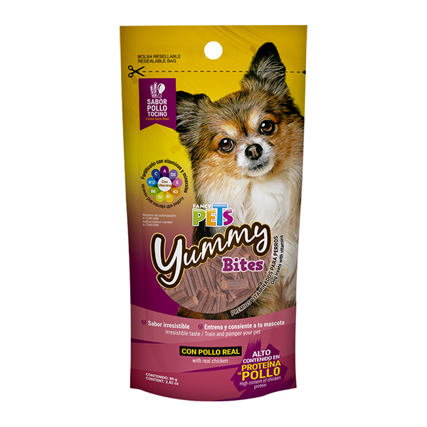 FL4505 YUMMY BITES POLLO/TOCINO 80 GRS