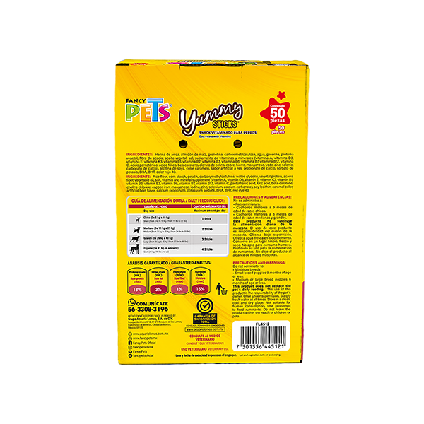 YUMMY STICKS CARNE 50 PZ - 1 KG