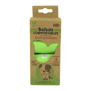 BOLSAS SANITARIAS BIODEGRADABLES 8 ROLLOS 120 BOLSAS