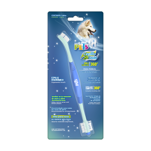 CEPILLO DENTAL PARA PERROS Y GATOS (DOBLE CABEZAL 360°)