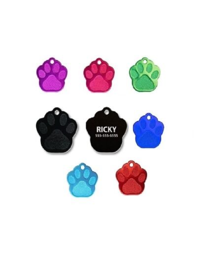 Placa Grabable Huella Chico para Identificación Perros-Gatos | Varios Colores