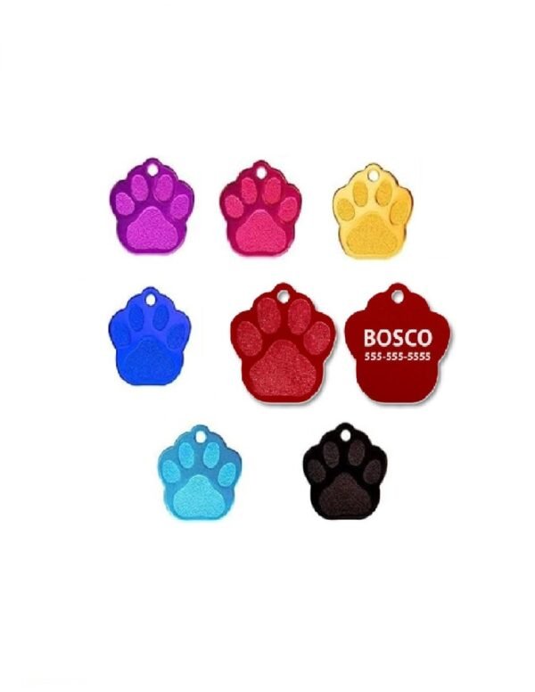 HUELLAS MEDIANA 2 Placa Grabable Huella Mediano para Identificación Perros-Gatos | Varios Colores