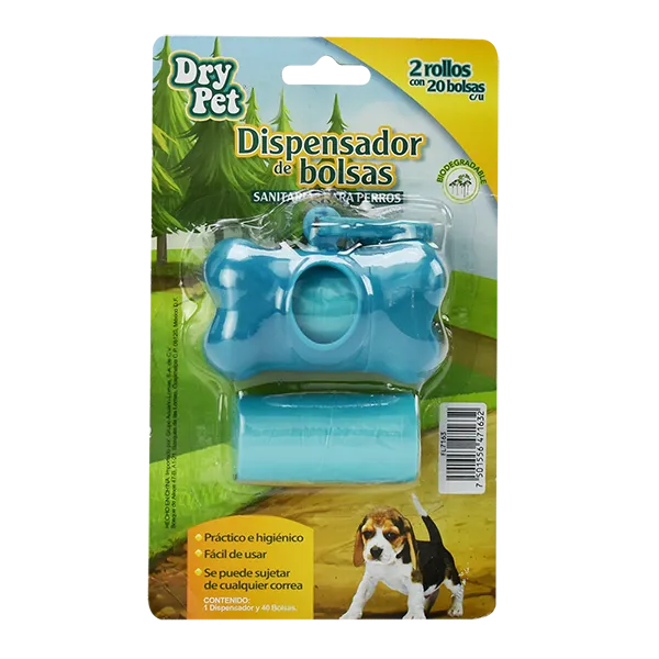 DISPENSADOR CON BOLSAS SANITARIAS DRY PET | 40 PIEZAS