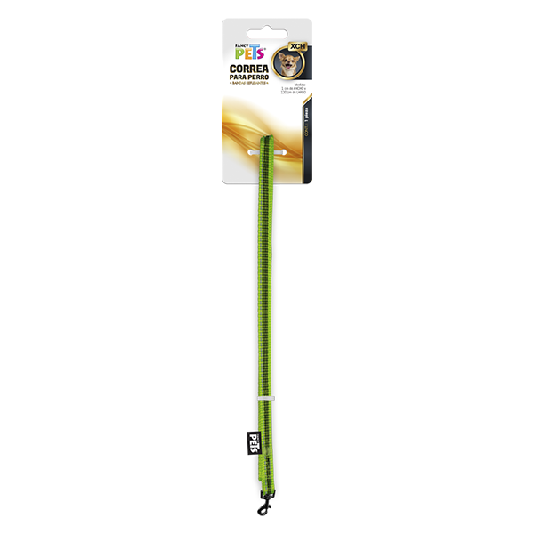 CORREA XCH C/ULTRA GRIP Y BANDAS REFLEJANTES VERDE