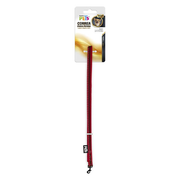 CORREA XCH C/ULTRA GRIP Y BANDAS REFLEJANTES ROJO
