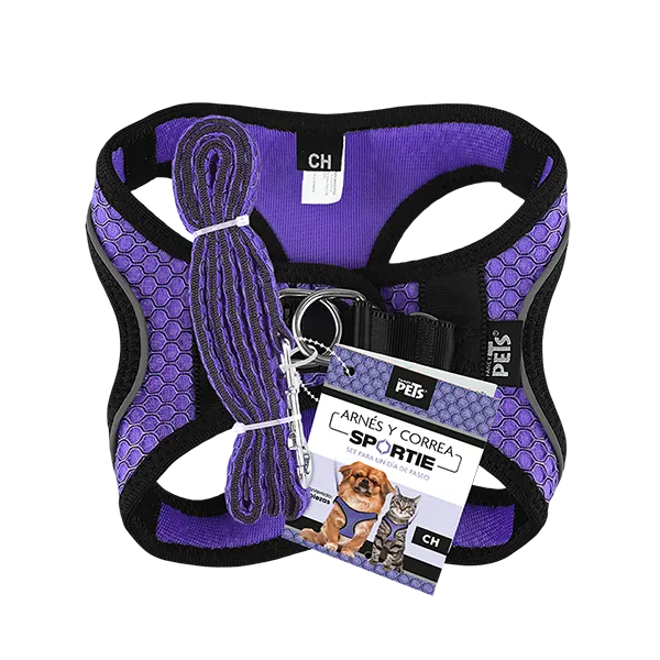 Set Arnés y Correa para Perro Sportie Chico Violeta Fancy Pets