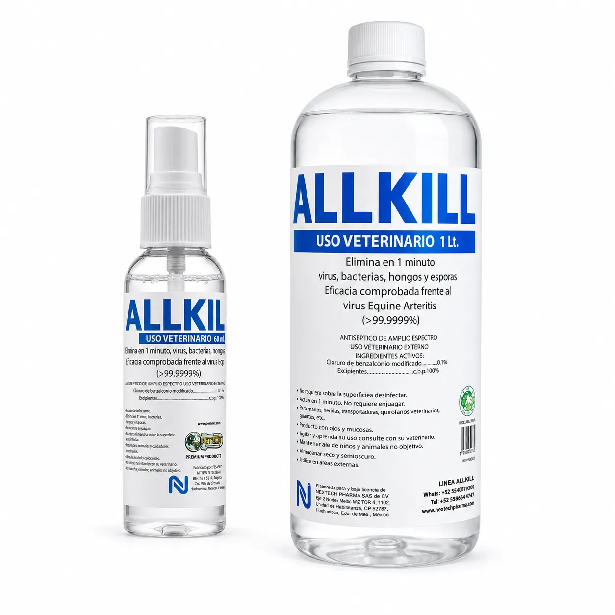 ALLKILL® VET Antiséptico Veterinario de Amplio Espectro para Perros, Gatos y Superficies