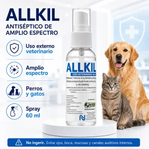 ALLKILL® VET Antiséptico Veterinario de Amplio Espectro para Perros, Gatos y Superficies